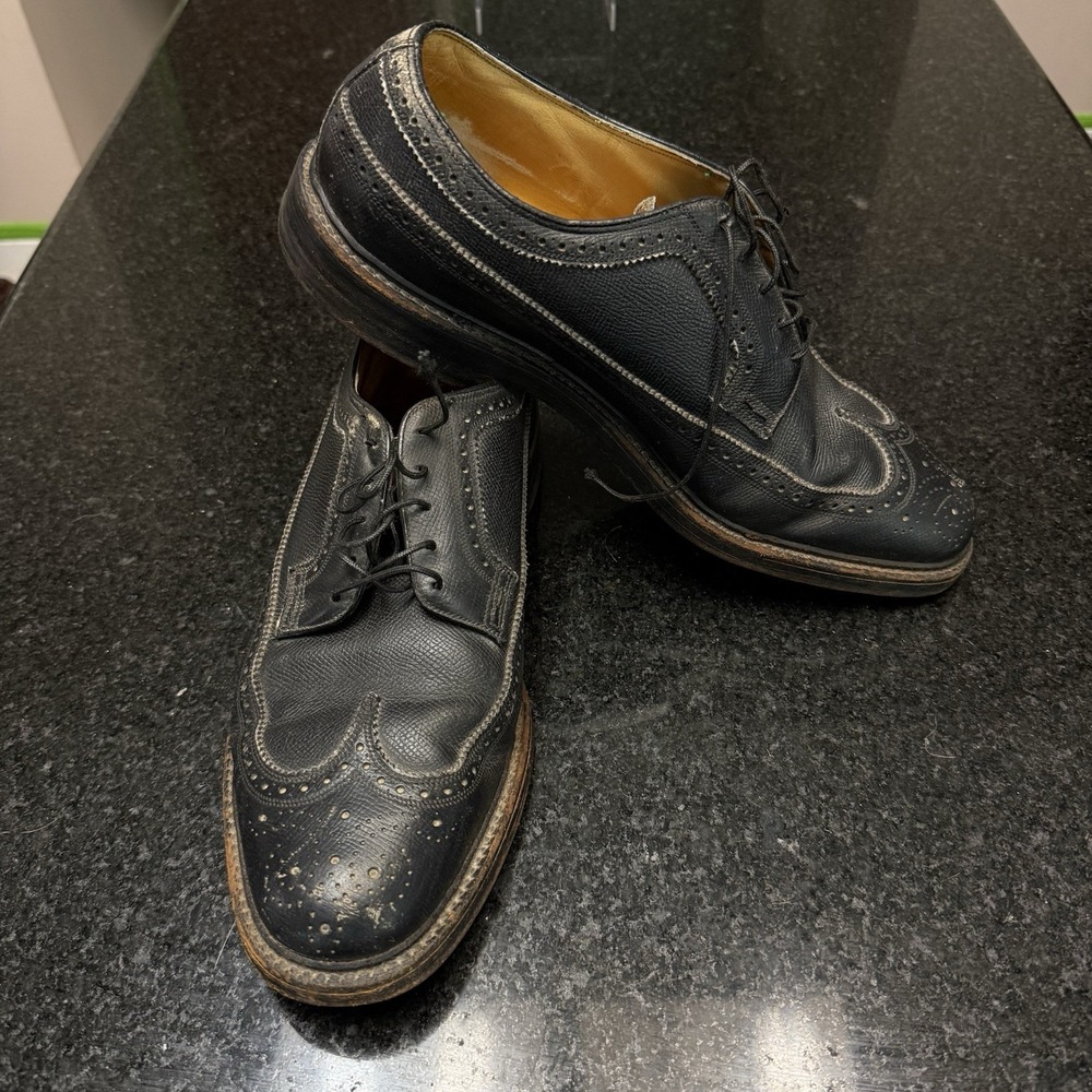 👞 Vintage Florsheim Imperial Kenmoor 92604 Mens 10.5 D Black Longwing Gunboat